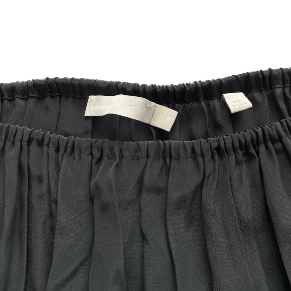 Vince Pleated Italian Crepe de Chine Black Skirt - Picture 9 of 10